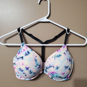 Pink Victoria secret racer back bra 32dd tie die